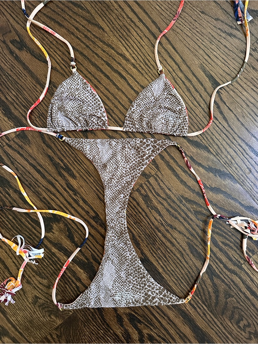 Acacia swimwear Retro Paradise Floral Tie-Side Triangle Bikini small P XS - Picture 11 of 14